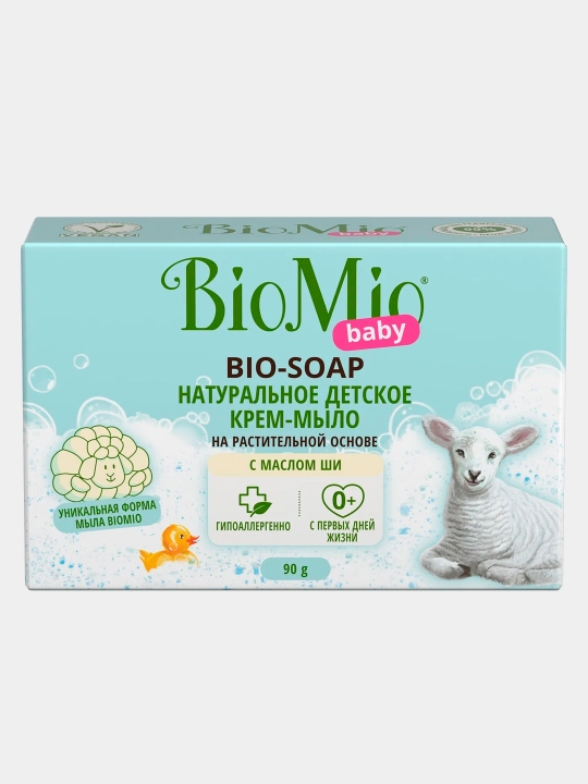 BioMio Baby Bio kremli sovun, Shea yog'i bilan ekologik toza, 90 g