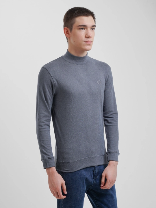 Мужская однотонная водолазка, с длинным рукавом - 