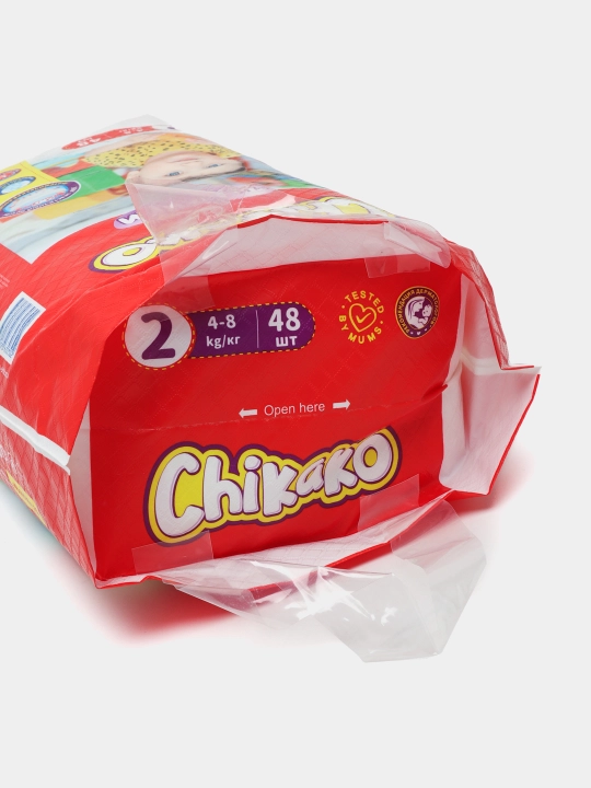 Подгузники-трусики детские "Chikako" 2 размер, 4-8 кг, 48 шт, гипоаллергенные, мягкие
