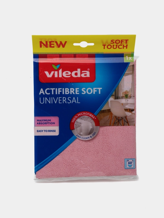 Салфетка для уборки Vileda ActiFibre Soft, из микрофибры, для окон, универсальная