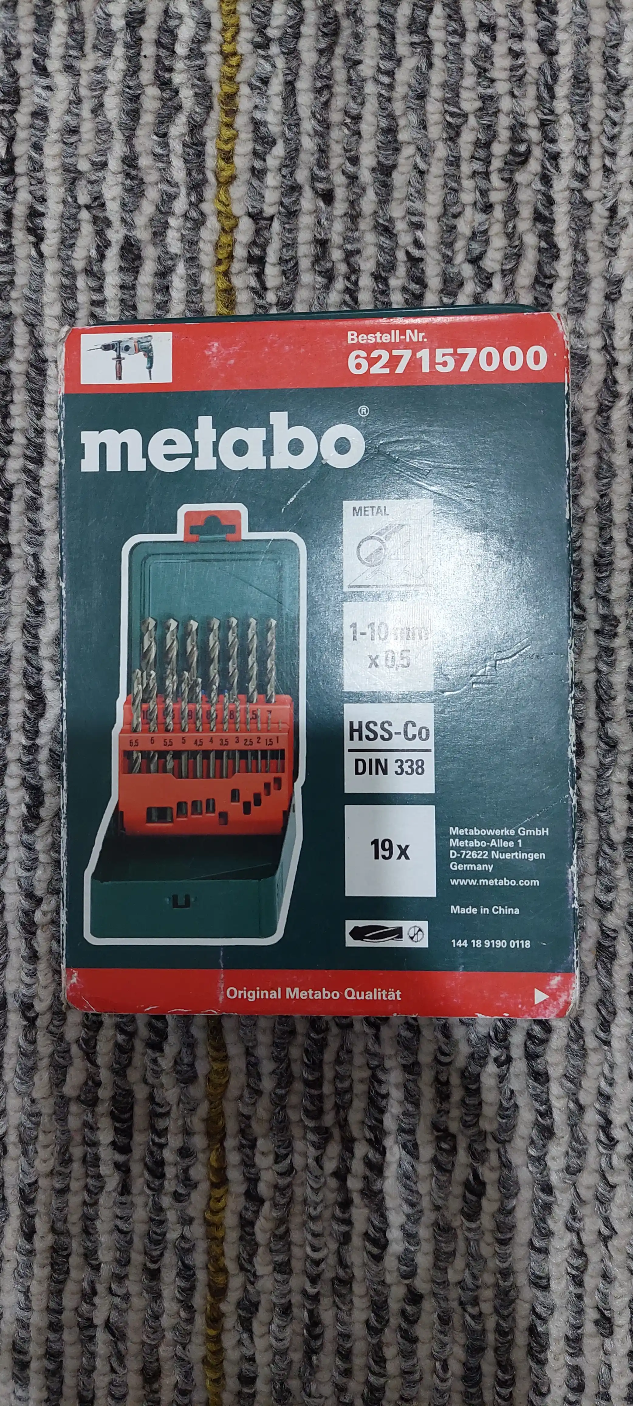 Комплект сверл Metabo, 19 предметов,  HSS-CO, SP