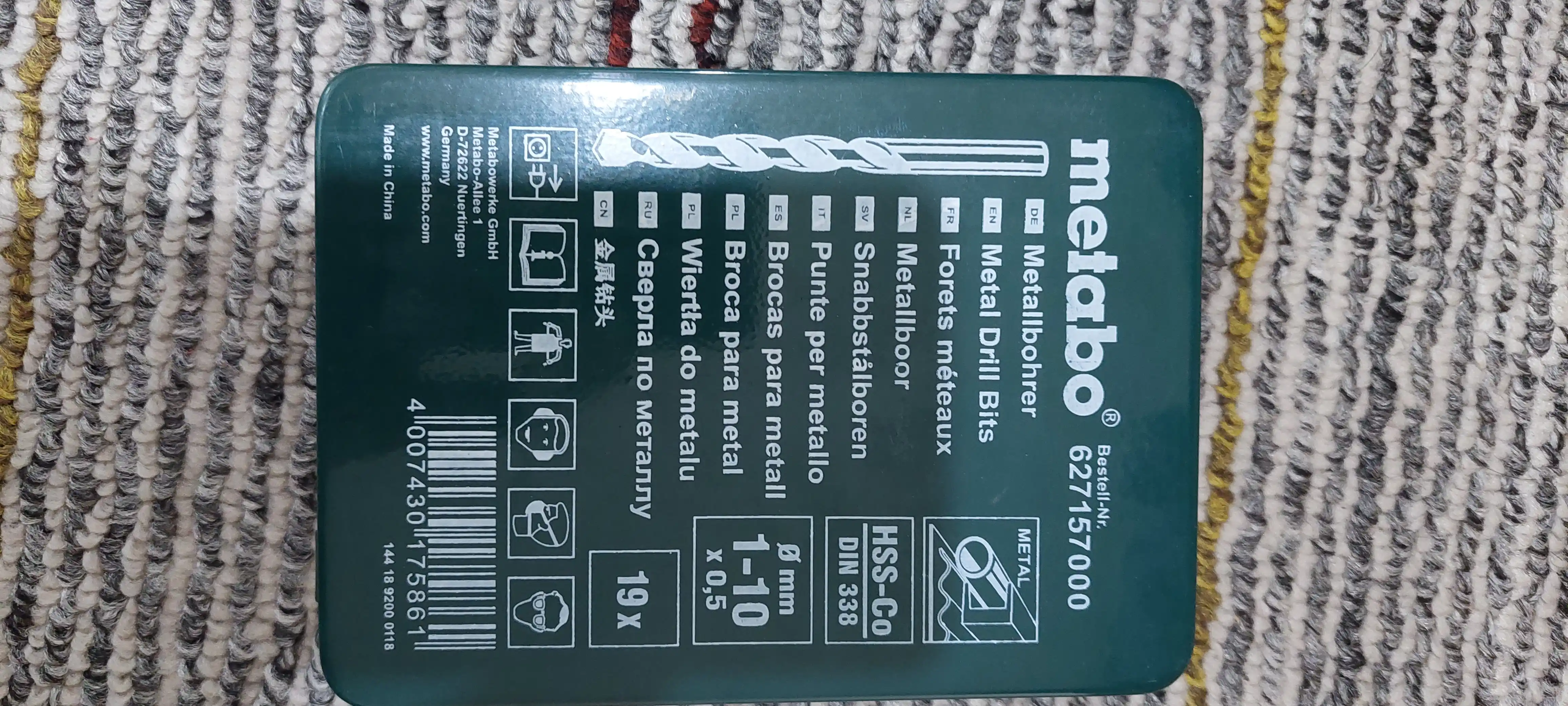 Комплект сверл Metabo, 19 предметов,  HSS-CO, SP