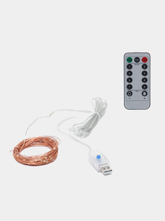 Yangi yil gulchambar ipi "Shudring", USB quvvat, 5, 10 va 20 metr