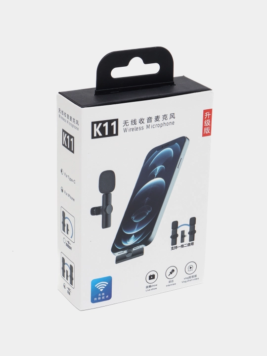 Simsiz mikrofon 2 dona, petlichka K11, iPhone va Android uchun - 