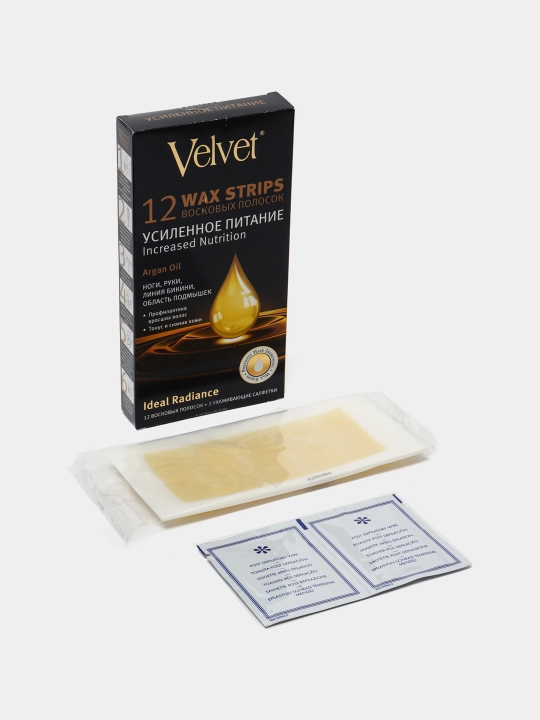 Depilatsiya chiziqlari tana uchun Velvet Argan Oil, kuchaytirilgan oziqlanish, 12 dona - 