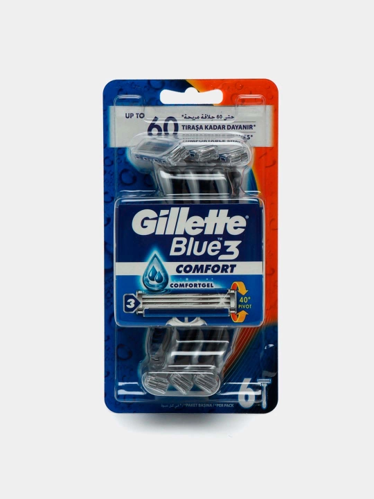 Gillette одноразовая мужская бритва Blue3 Comfort Plus, с 3 лезвиями, 6 шт, плавающая головка