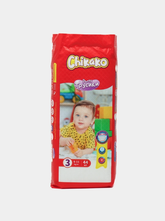 Подгузники-трусики детские "Chikako" 3 размер 6-11 кг, 44 шт,гипоаллергенные,ультра мягкие