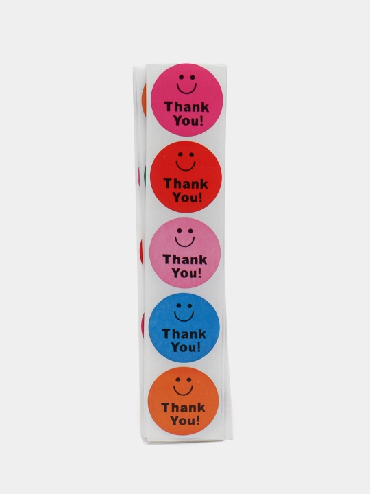 Наклейки, стикеры круглые Cпасибо, Handmade, Thank You, Thanks, 50 шт, 250 мм