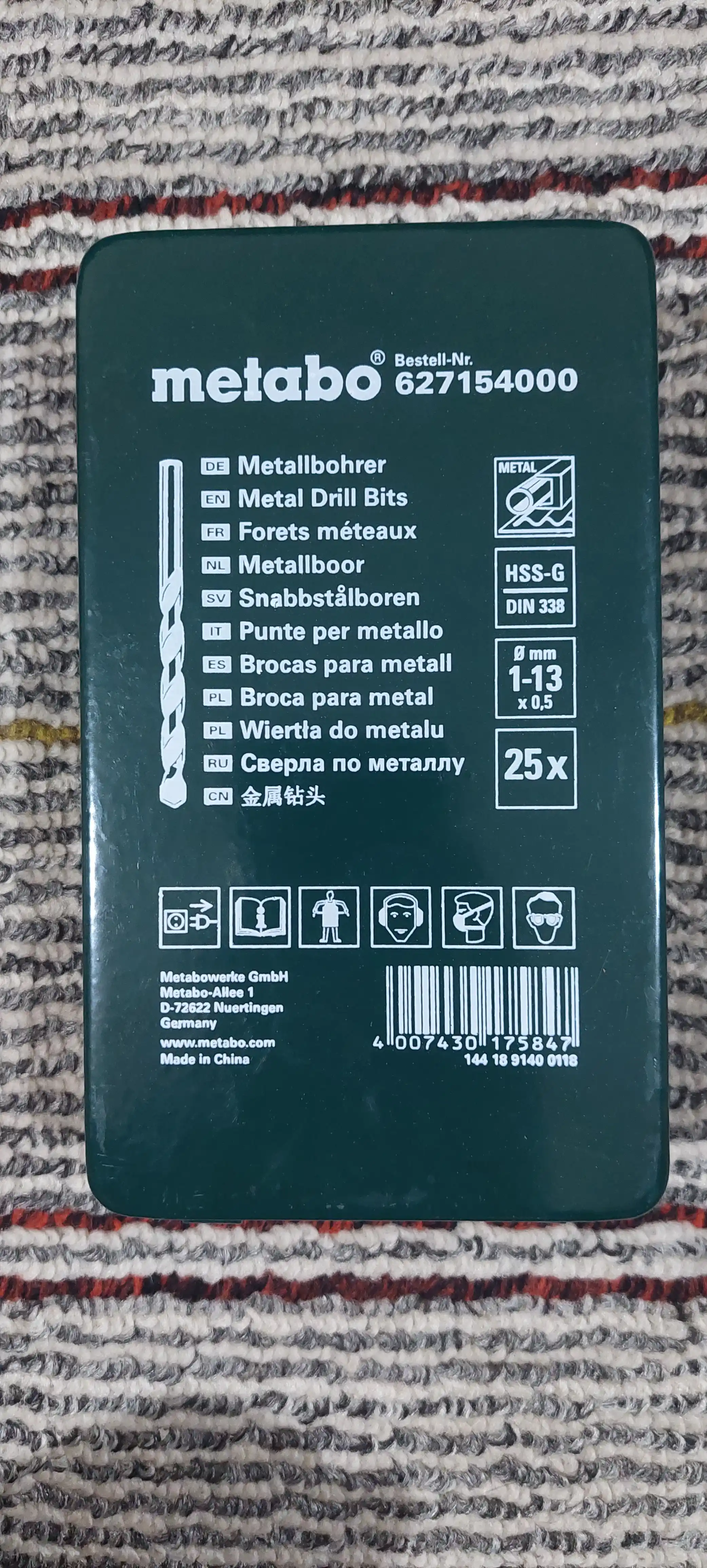 Metabo HSS-G parmalar kassetasi, SP, 25 dona 627154000