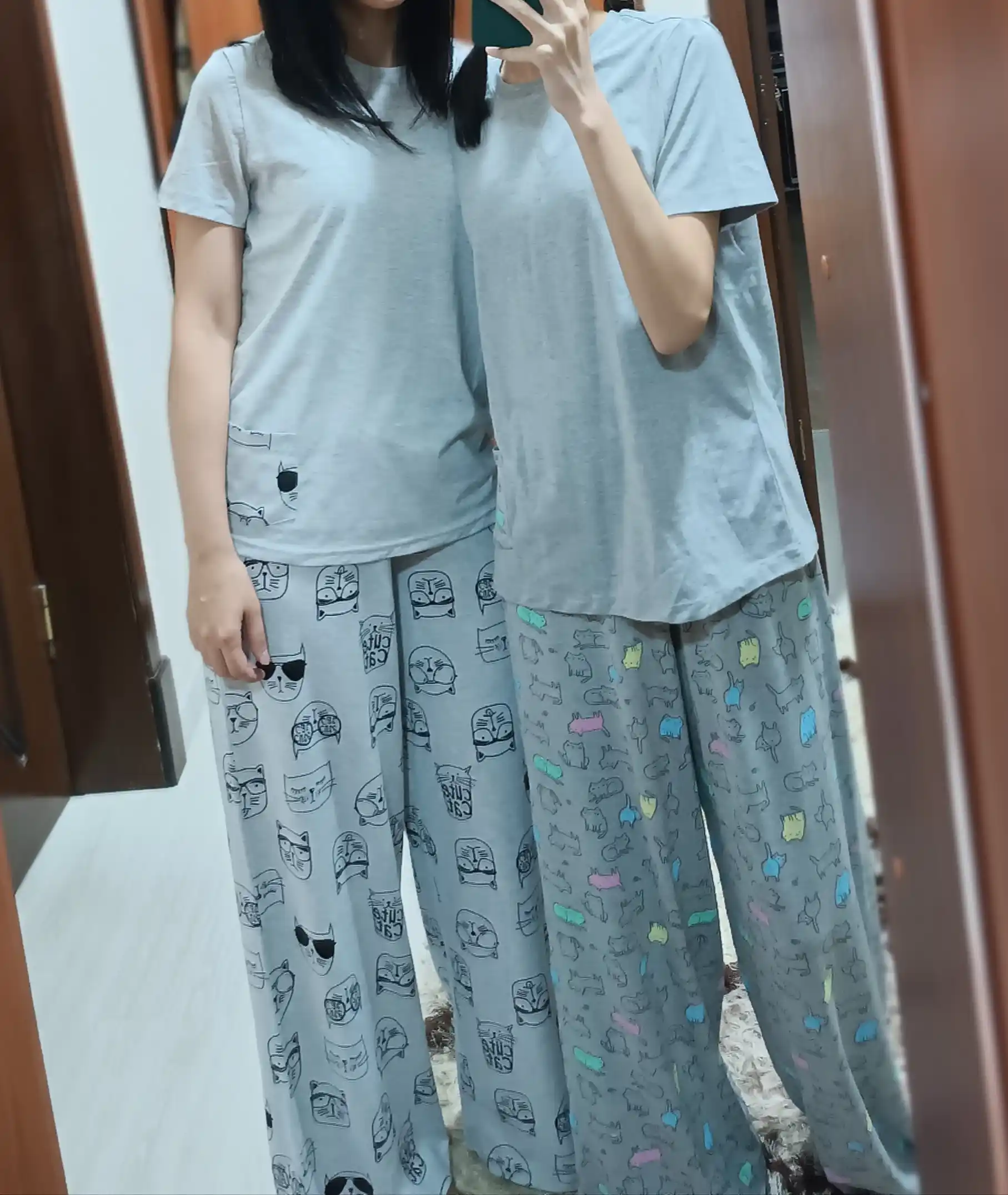 Qizlar va qizaloqlar uchun pijama, keng shim va futbolka
