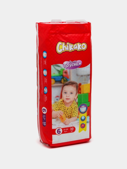 Подгузники трусики детские Chikako 6 размер, 15 - 28 кг, 30 шт, гипоаллергенные, мягкие