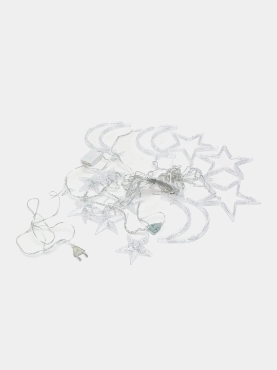 Yangi yil uchun Gulchambar pardasi "Yulduz va oy", 3.5 m, 138 LED