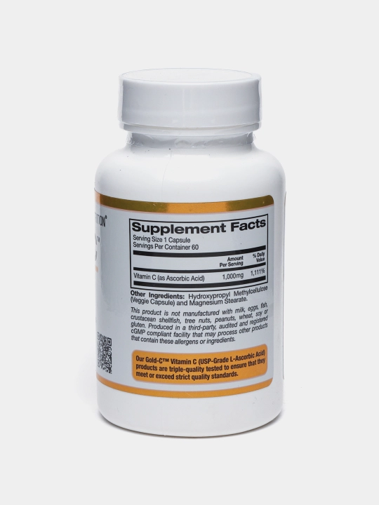 California Gold Nutrition, Gold C, витамин C класса USP, 1000 мг, 60 растительных капсул