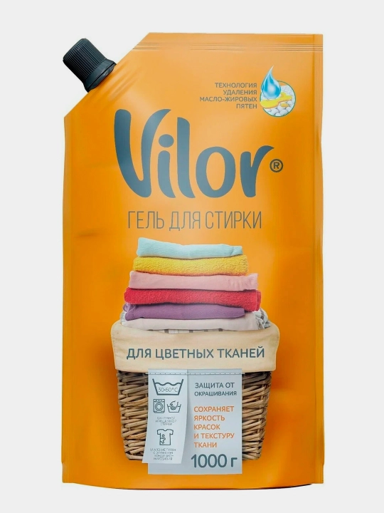 Rangli matolarni yuvish uchun gel Vilor, 1 l