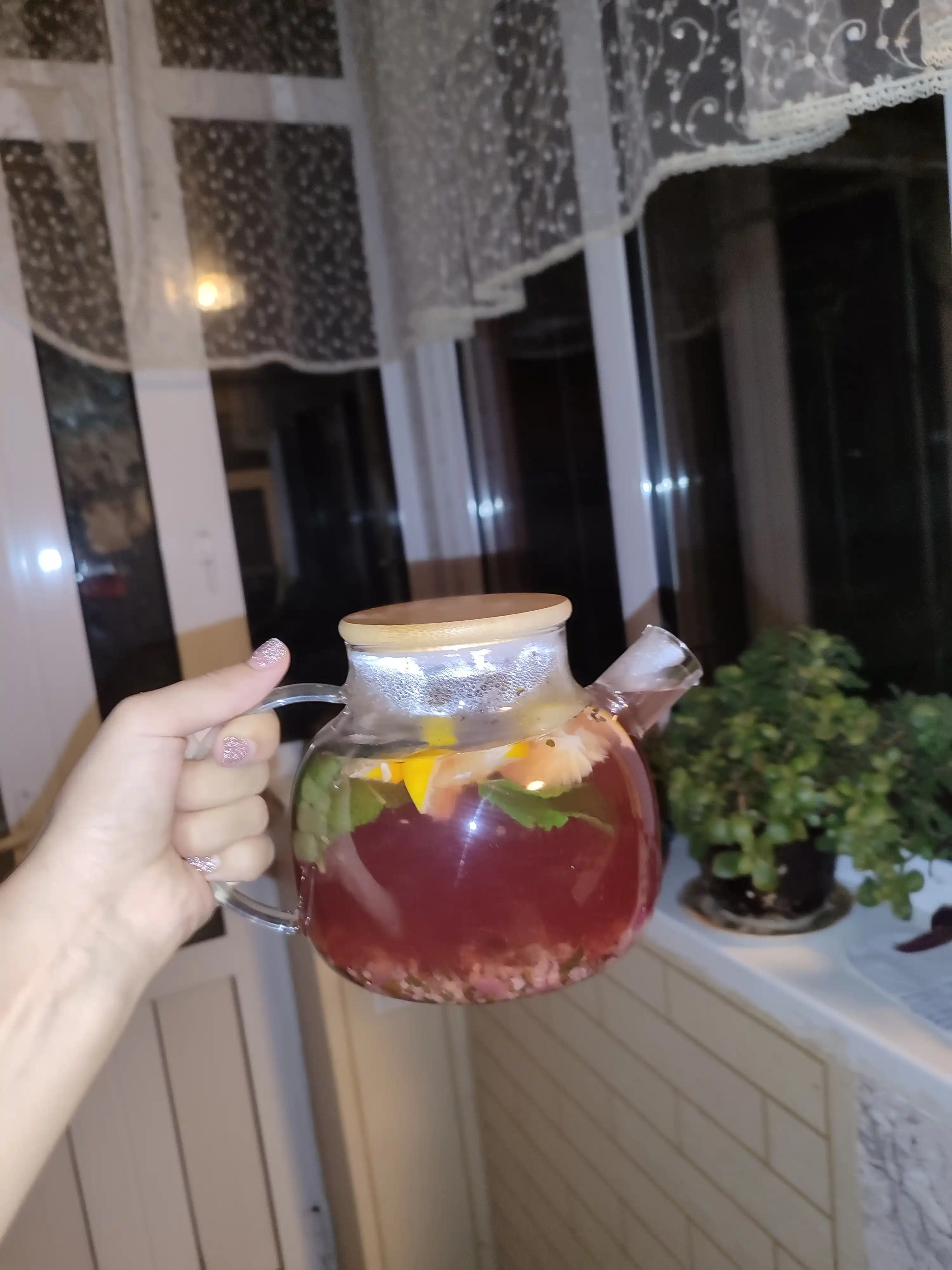 Чайник с бамбуковой крышкой, из жаропрочного стекла разных цветов и узоров