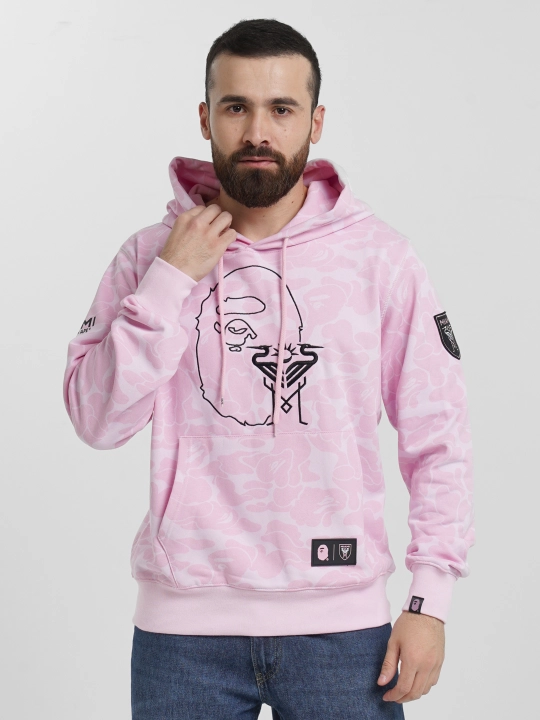 Худи Bape HOODIE BAPE X INTER MIAMI с камуфляжом и капюшоном, унисекс