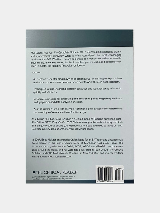 The Complete Guide to SAT Reading by Erica L. Meltzer, The Critical Reader, Fourth Edition