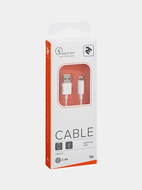 Кабель для iPhone, 2E USB2.4 Lightning Cable, 1m, 2E USB2.0 Cable Molding Type, 1 м