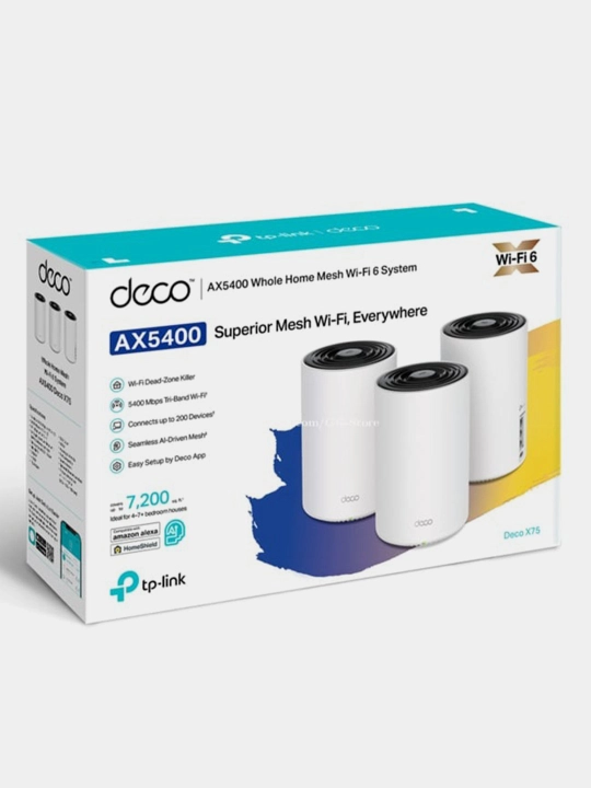 Uyga va ofis uchun Mesh WiFi tizim TP-Link Deco X75 AX5400, 3-qurilmalar