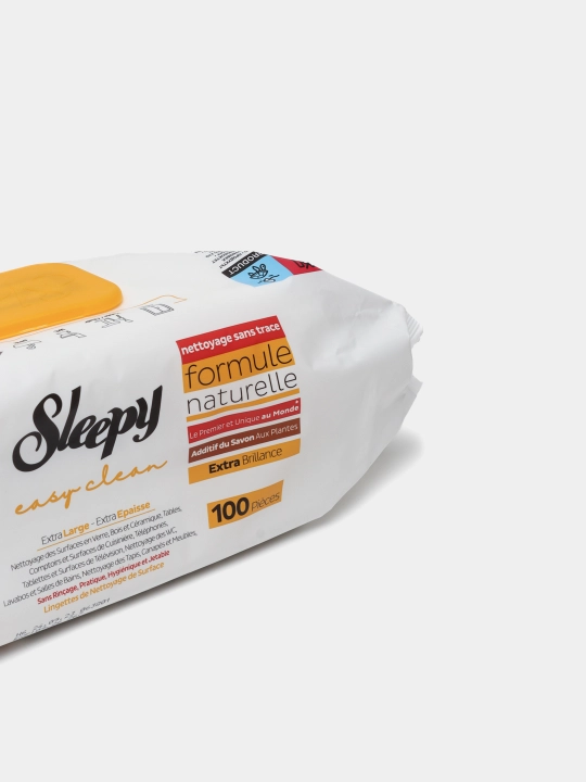 Sirkali Uksusli-Uksusniy nam salfetkalar SLEEPY Easy Clean oqartirish uchun sariq 100 dona