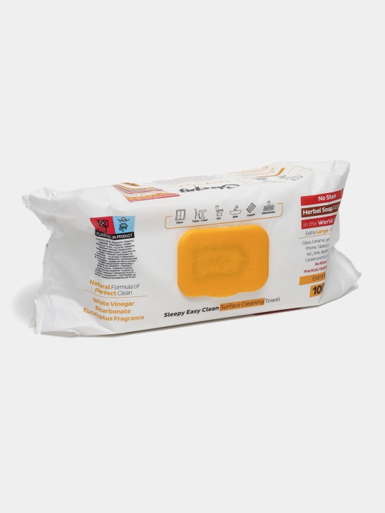 Sirkali Uksusli-Uksusniy nam salfetkalar SLEEPY Easy Clean oqartirish uchun sariq 100 dona