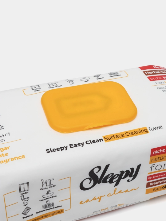 Sirkali Uksusli-Uksusniy nam salfetkalar SLEEPY Easy Clean oqartirish uchun sariq 100 dona