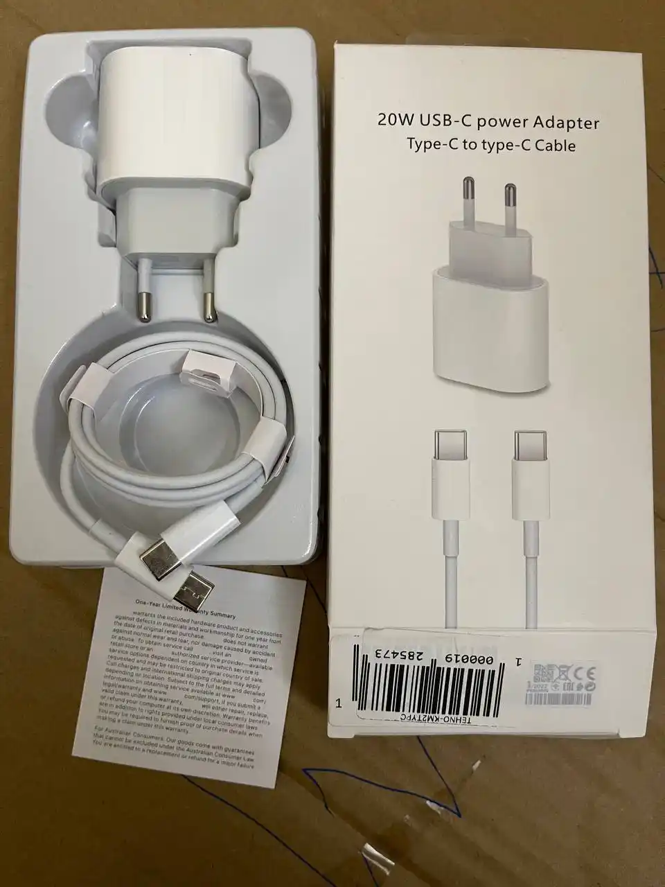 Зарядка для iPhone и Android, зарядное устройство, блок 20W, кабель Type-C Type-C