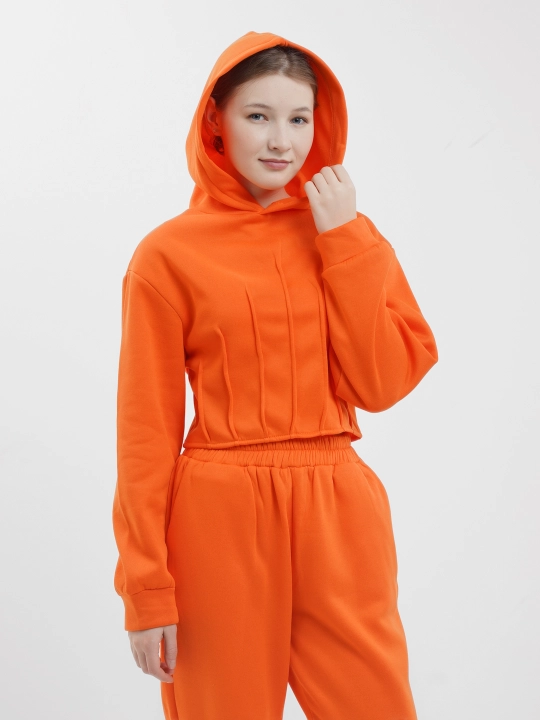 Sport kostyumi, ayollar uchun, issiq, qizil rangli, kapyushonli