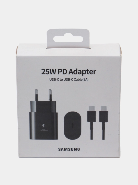Адаптер Samsung с функцией быстрой зарядки 25W, Type-C, чёрный, в комплекте шнур
