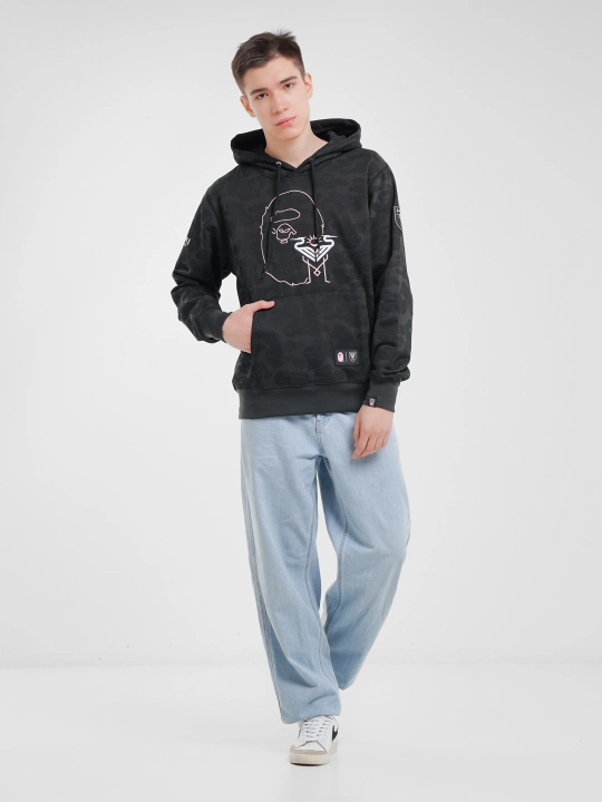 Худи Bape HOODIE BAPE X INTER MIAMI с камуфляжом и капюшоном, унисекс