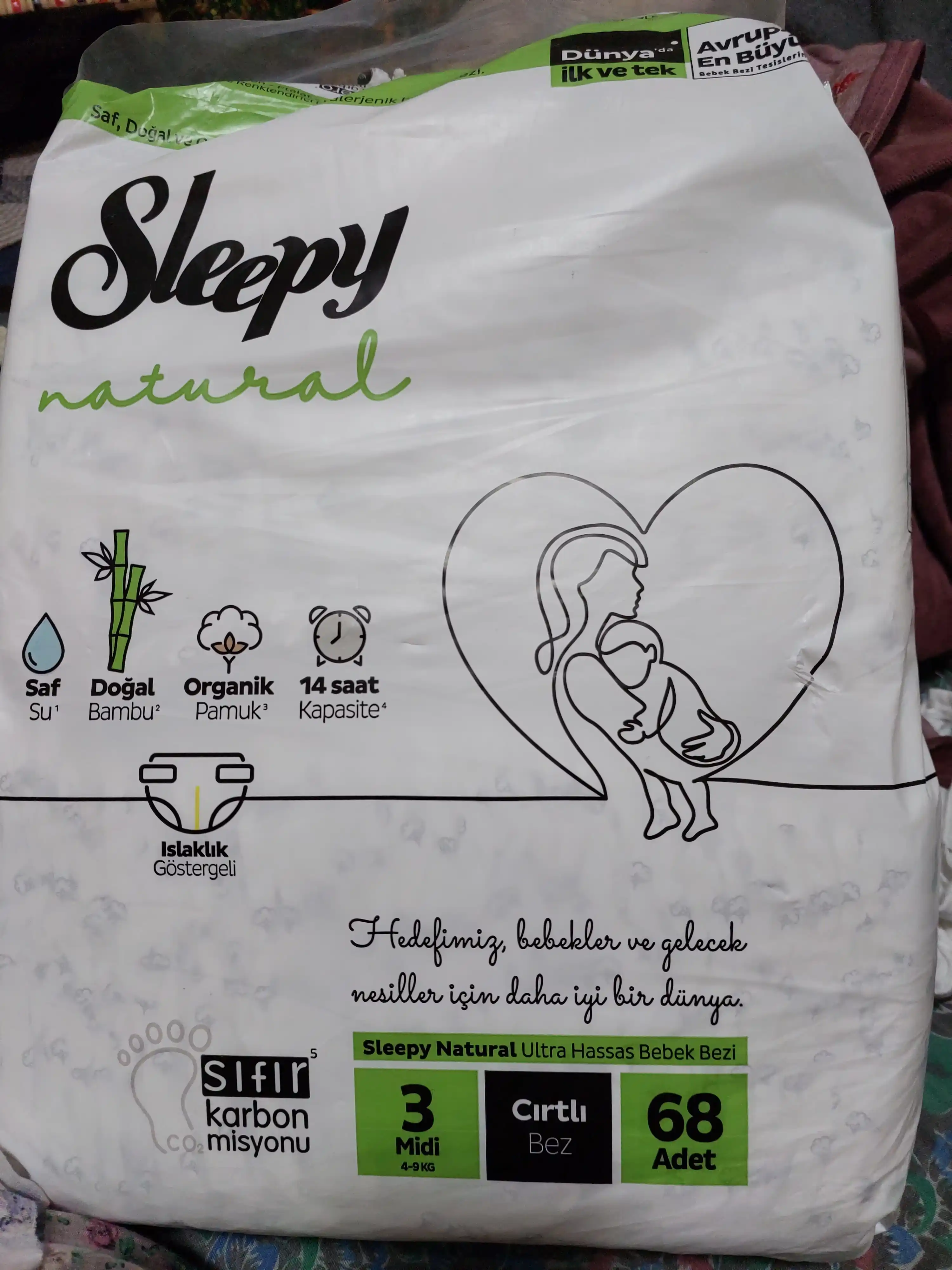 Bolalar tagliki Sleepy natural jumbo №3, 4-9 kg, 68 dona