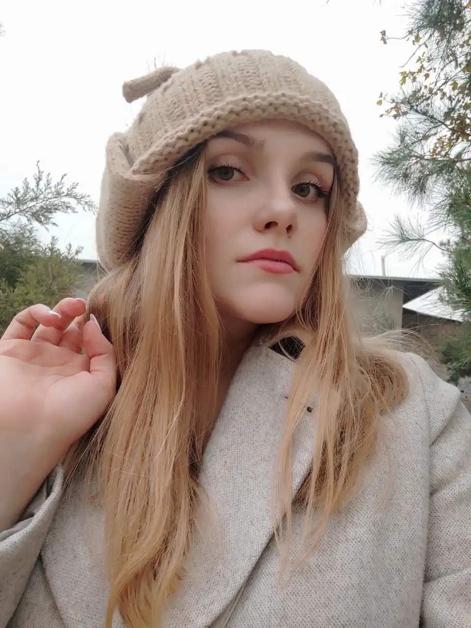 Женская шапка ушанка, вязаная, теплая