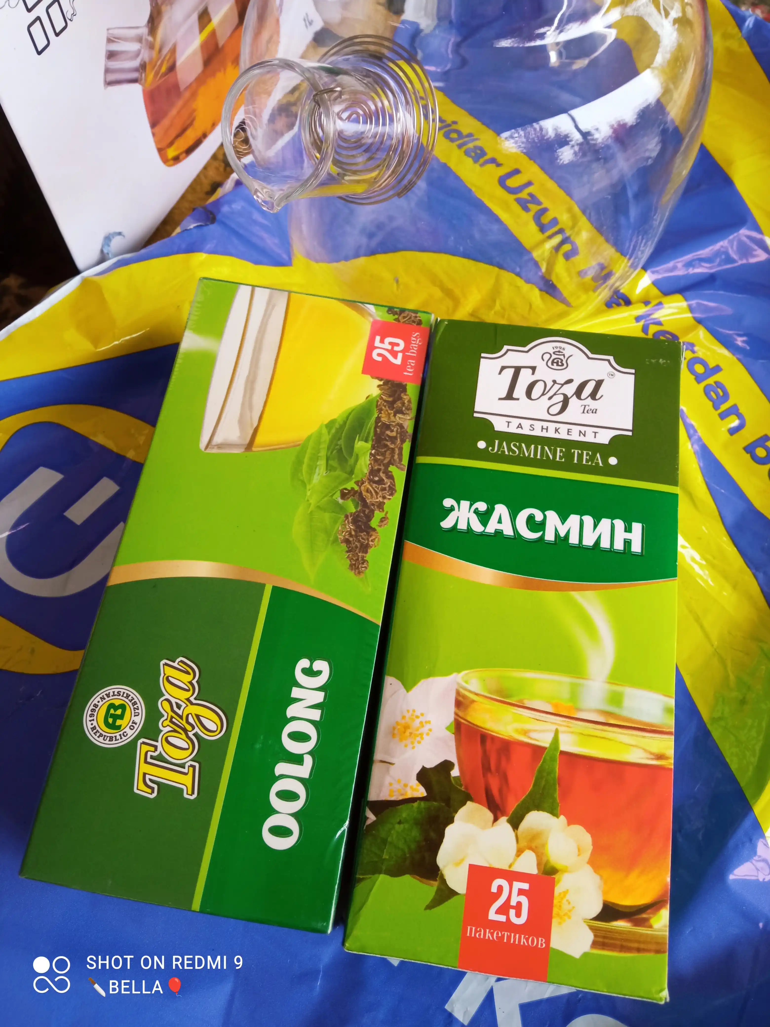 Ko'k choy Toza Oolong bilan, paketlangan, 25 dona