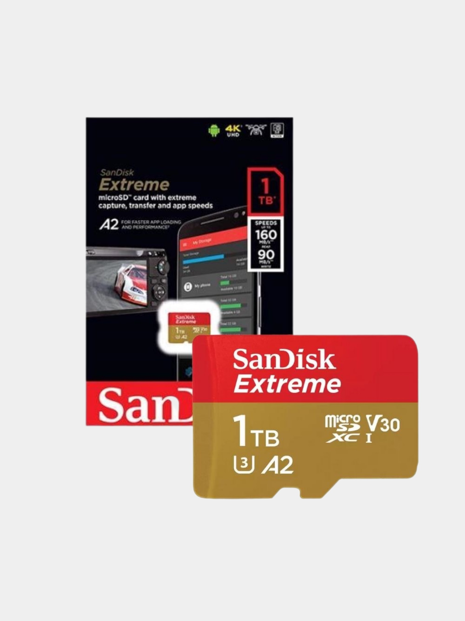 Флешка SanDisk extreme 4K micro sd A2 32gb 64gb 128gb 256gb 512gb 1tb  высокоскоростная купить по низким ценам в интернет-магазине Uzum (824609)