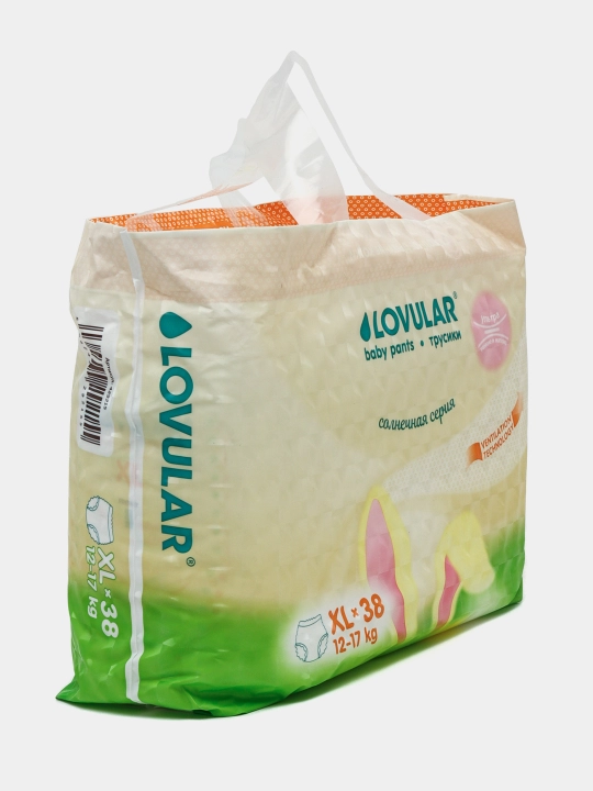 Lovular Quyoshli seriya taglik-ishtonchasi, XL o'lcham, 12-17 kg, 38 ta, havo o'tkazuvchan