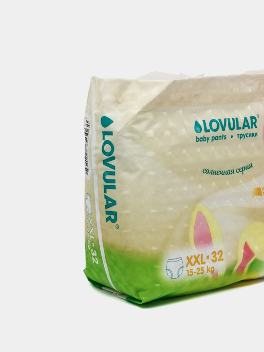 Lovular Quyoshli seriya taglik-ishtonchasi, XXL 6 o'lcham 15-25 kg, 32 ta, havo o'tkazuvchan