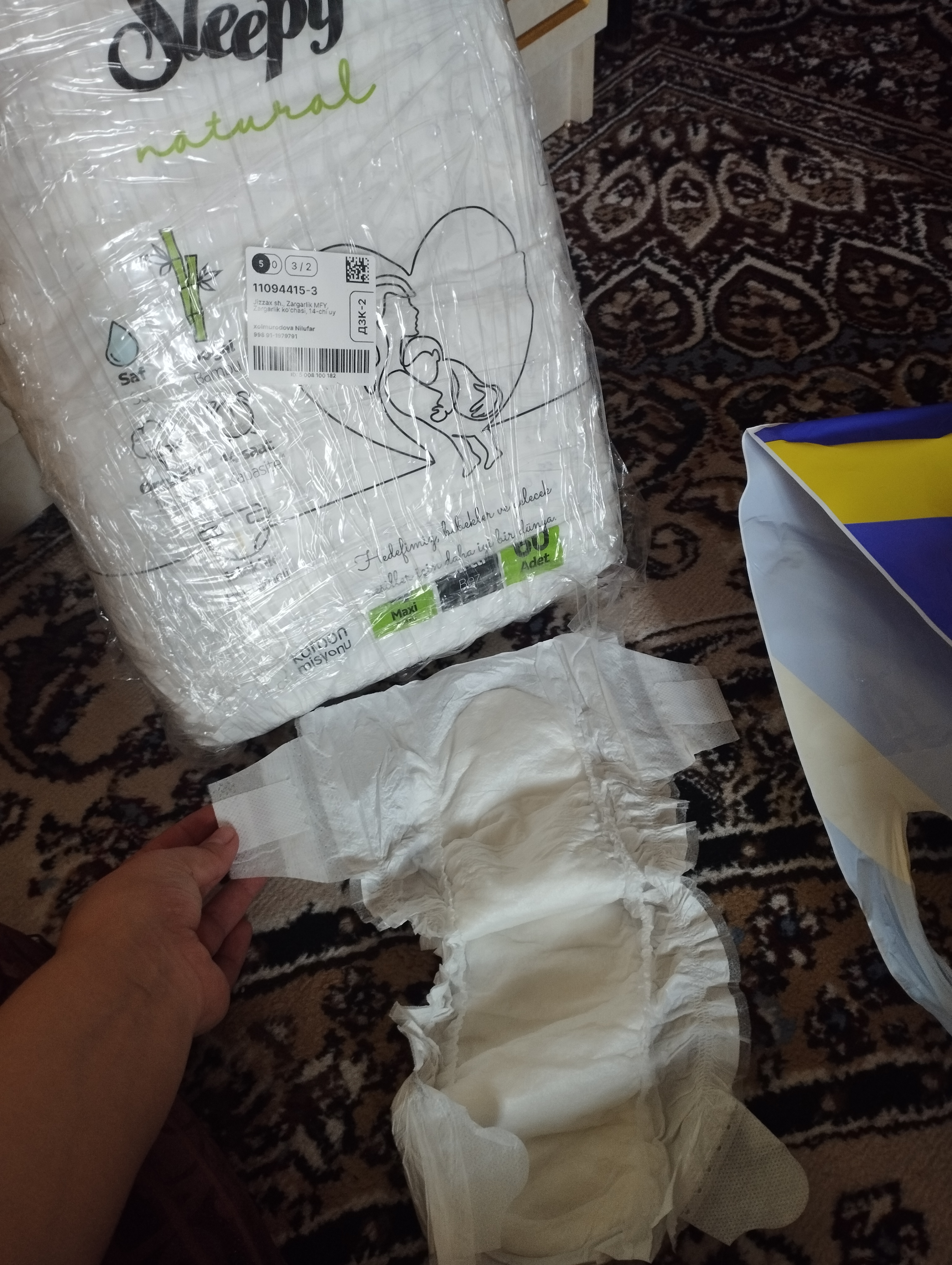 Bolalar tagliki Sleepy Natural Jumbo, №4, 7-14 kg, 60 dona