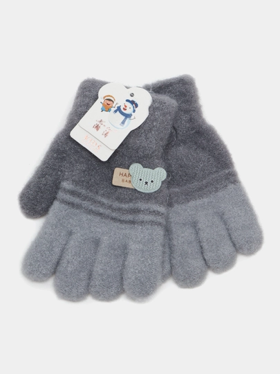 Зимние детские перчатки, 4-8 лет — SHOPUZK-QOLQOP-СЕРЫЙ