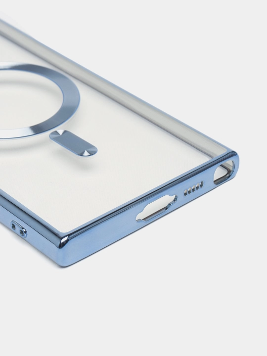 Чехол MagSafe для Samsung S20/21/22/23/24 Plus/Note/Fe/Ultra прозрачный, силиконовый