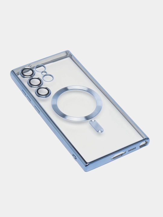 Чехол MagSafe для Samsung S20/21/22/23/24 Plus/Note/Fe/Ultra прозрачный, силиконовый