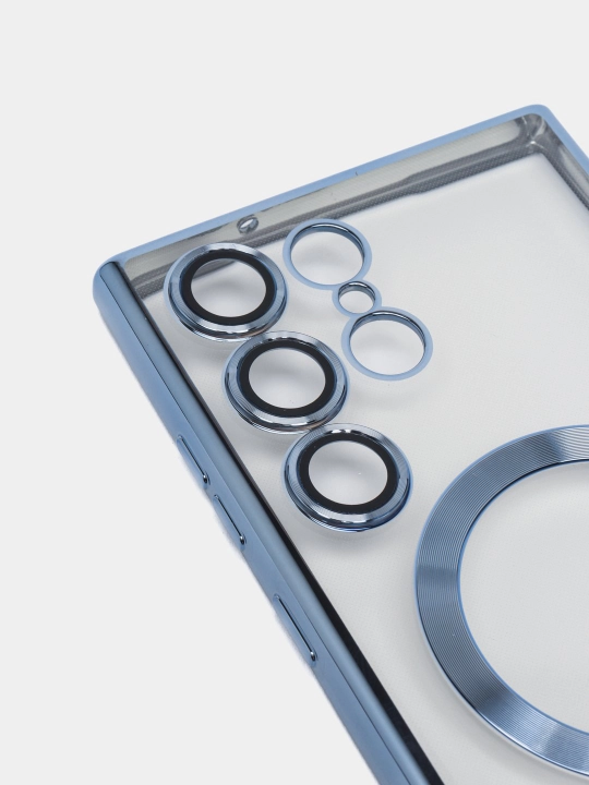 Чехол MagSafe для Samsung S20/21/22/23/24 Plus/Note/Fe/Ultra прозрачный, силиконовый