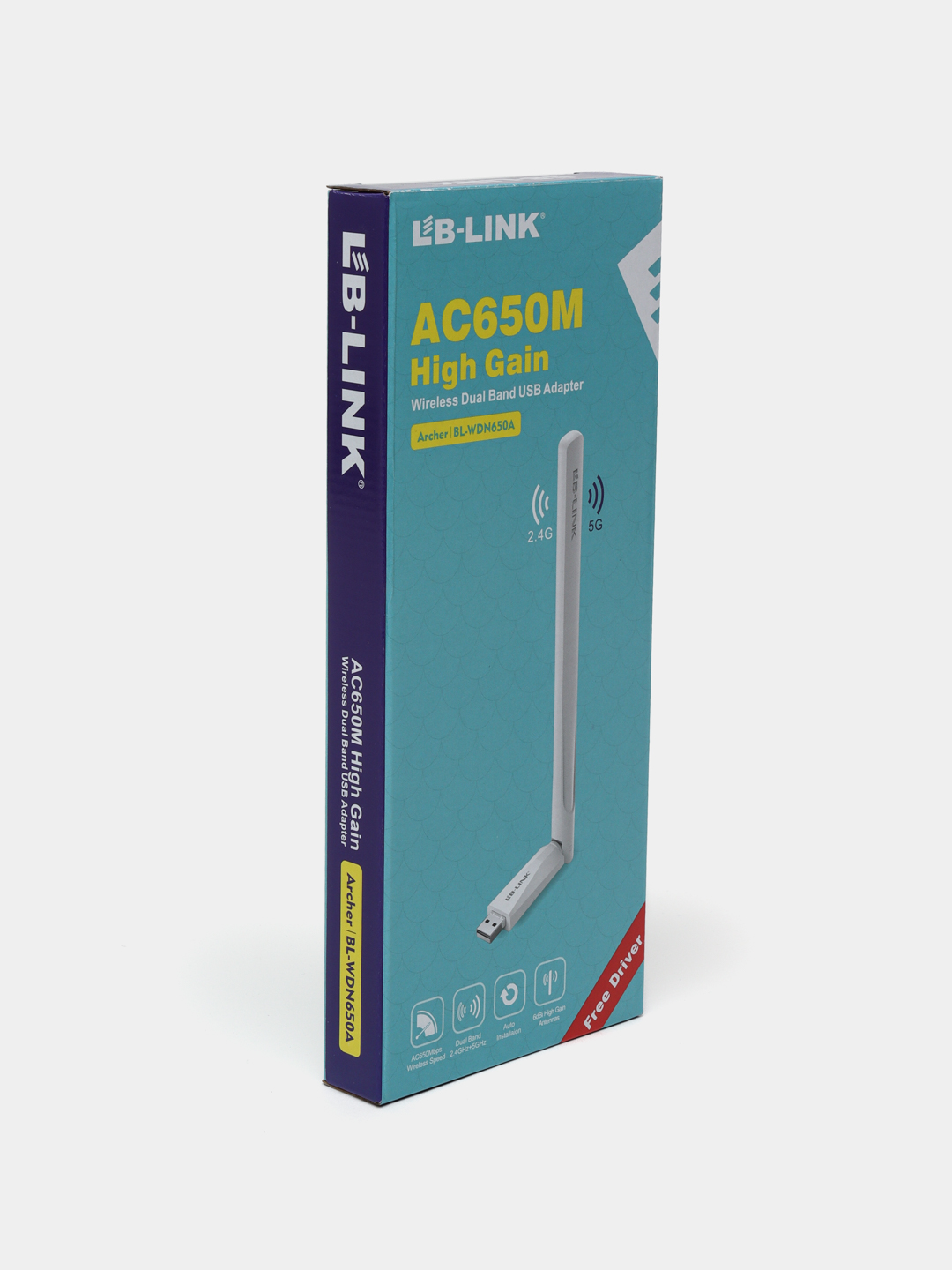Wi-Fi адаптер USB двухдиапазонный  LB-Link, с поддержкой WiFi 2.4 ГГц и 5 ГГц, 650 Mbps