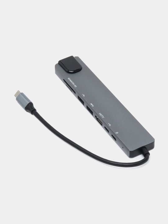 Адаптер 8 в 1 "Type-C - HDMI, LAN Ethernet, USB-C, USB, SD, TF" - 