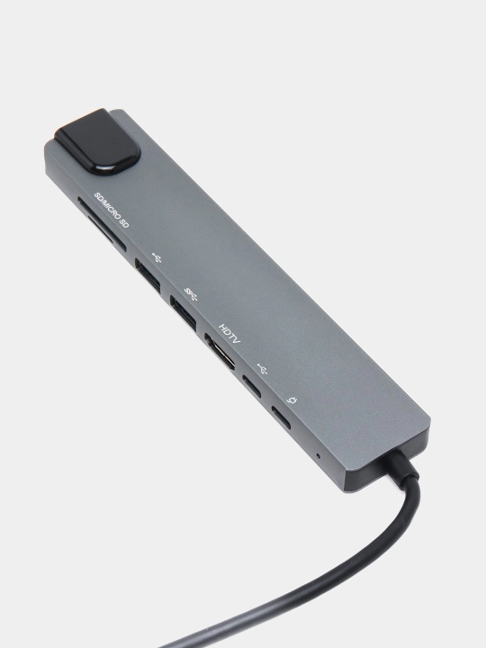Адаптер 8 в 1 "Type-C - HDMI, LAN Ethernet, USB-C, USB, SD, TF"