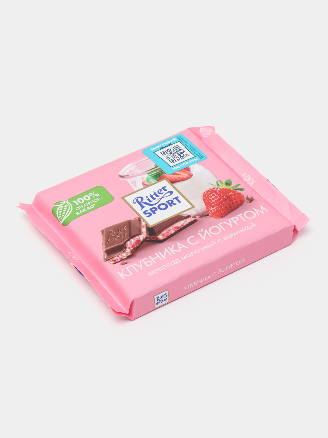 Sutli shokolad Ritter Sport qulupnay-yogurt nachinkali, 100 g
