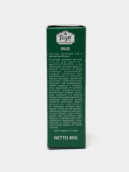 Зелёный чай Toza, со вкусом яблока, 80 гр