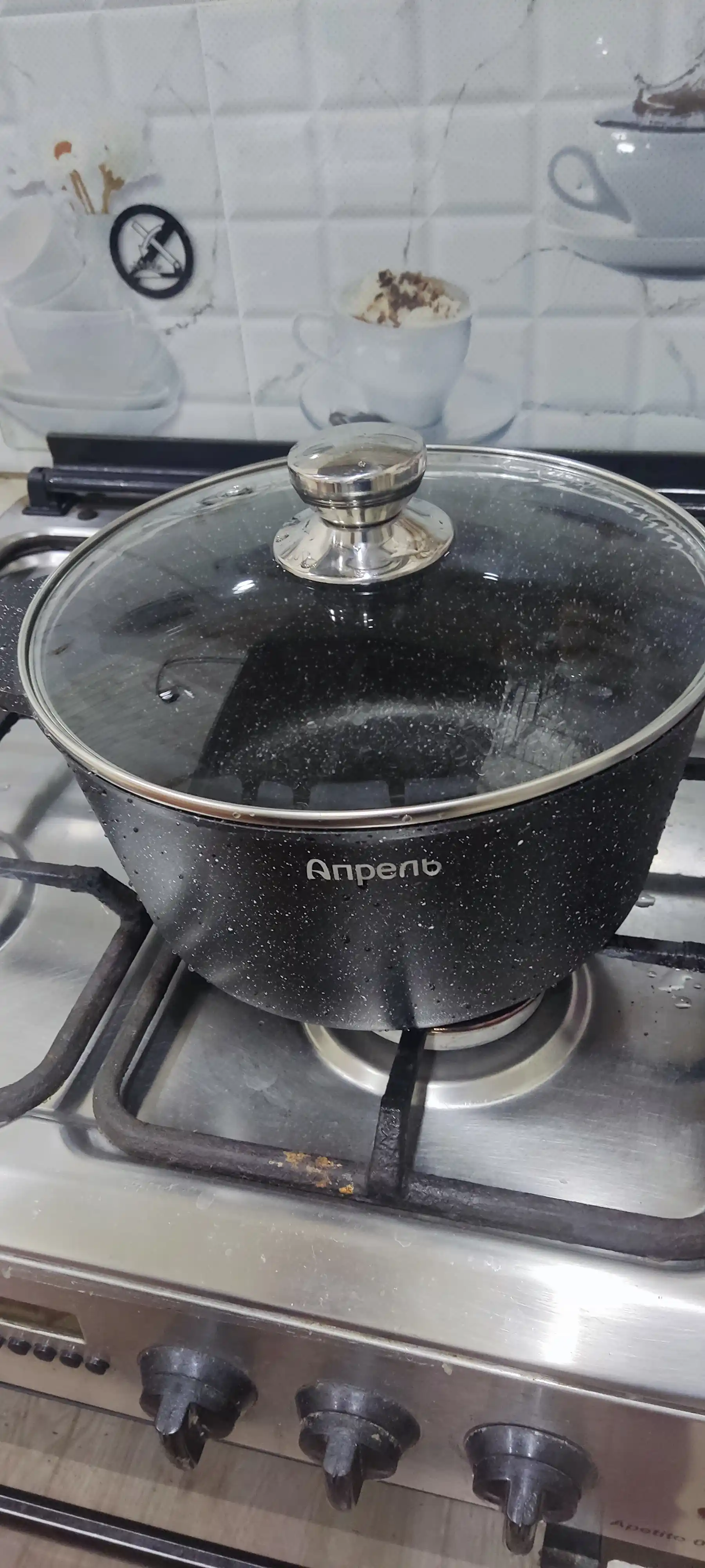 Кастрюля "Апрель", черная, антипригарная