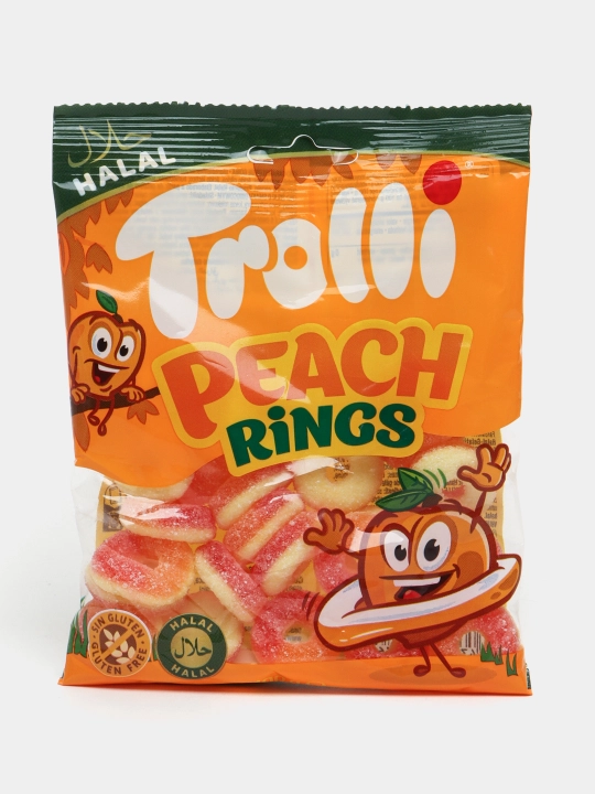 Marmelad "TROLLI" Halal Peach Rings, 100 g - 