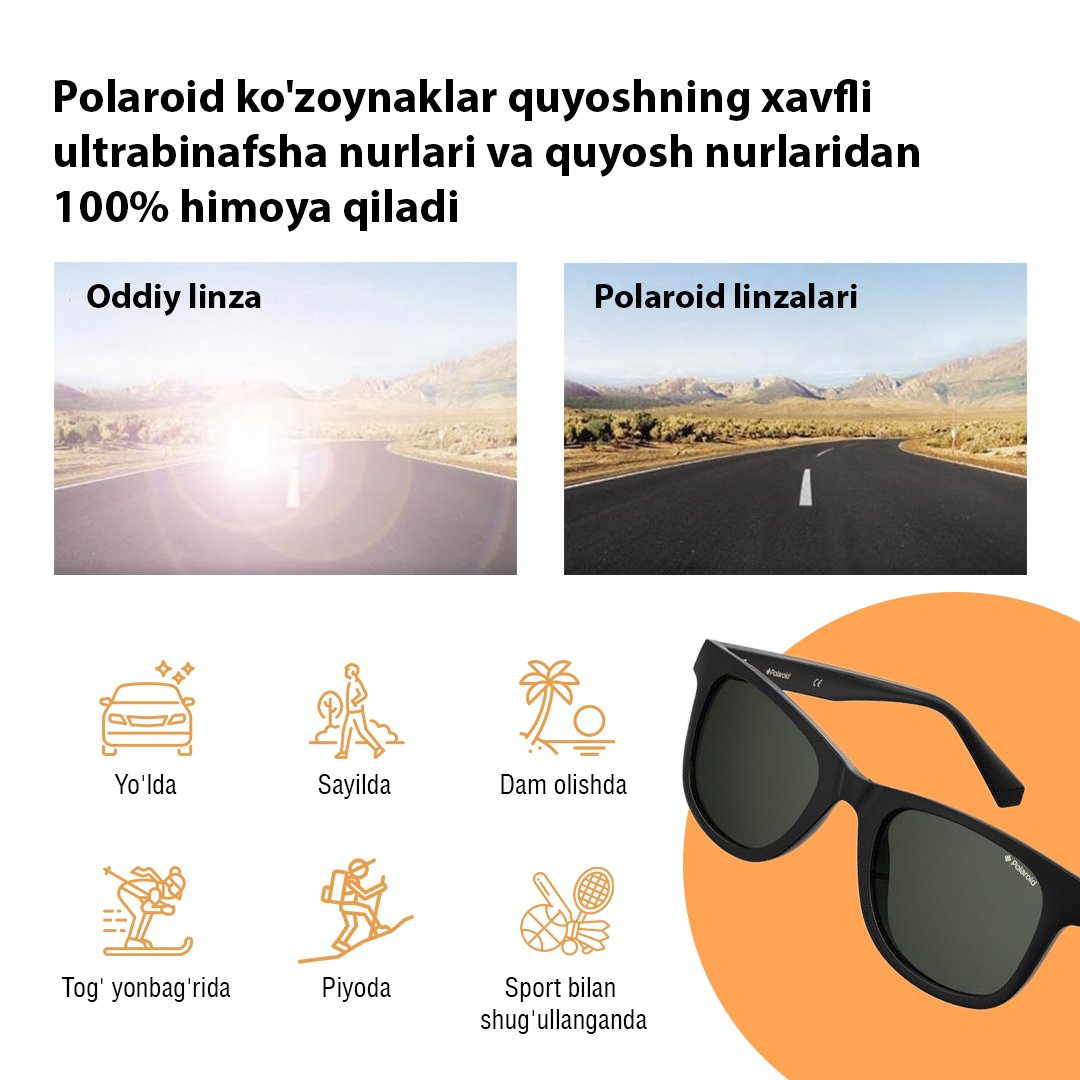 Quyoshdan saqlaydigan ko'zoynaklar Polaroid, erkaklar uchun, UB himoyasi, PLD2149 fotosurat