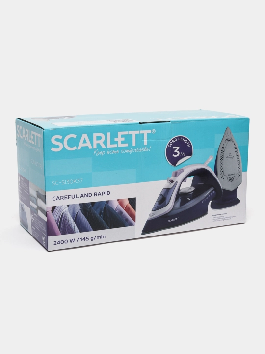 Утюг Scarlett SC-SI30K3,7 керамическая подошва, 2400 Вт, паровой удар 145 г/мин